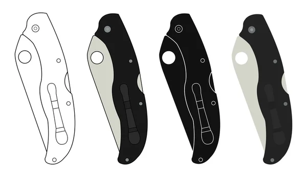 Ícones de facas de bolso fechado — Vetor de Stock