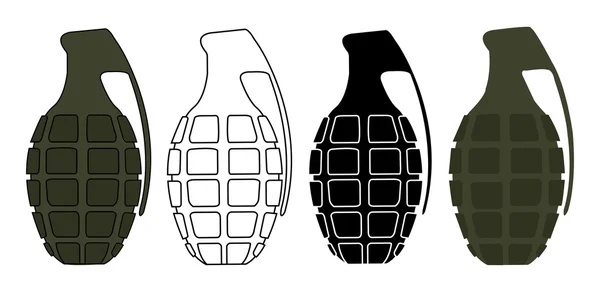 Set de granadas aisladas en blanco — Vector de stock