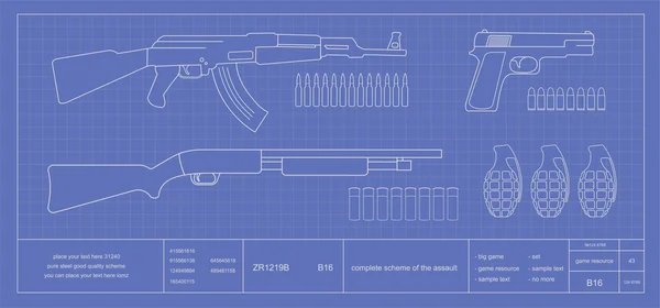 Game resources, military weapons icons — Stok Vektör