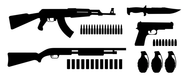 Weapon game resources silhouettes pack — Stock Vector