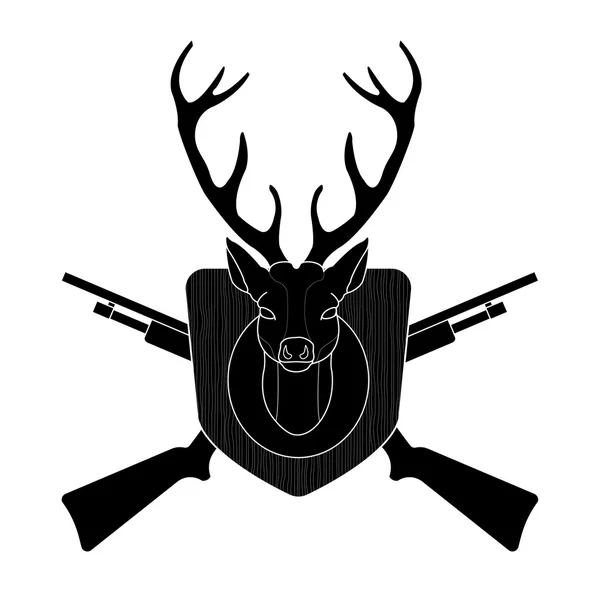 Deer head with two crossed shotguns — Stock Vector