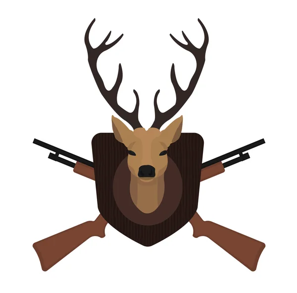 Deer head with two crossed shotguns — Stock vektor