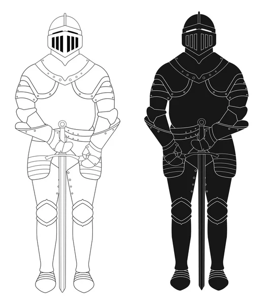 Knight holding long sword — Stock Vector