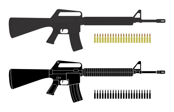 Fusil d'assaut avec balles — Image vectorielle