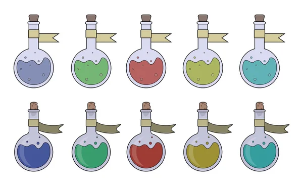 Ensemble de potions magiques — Image vectorielle