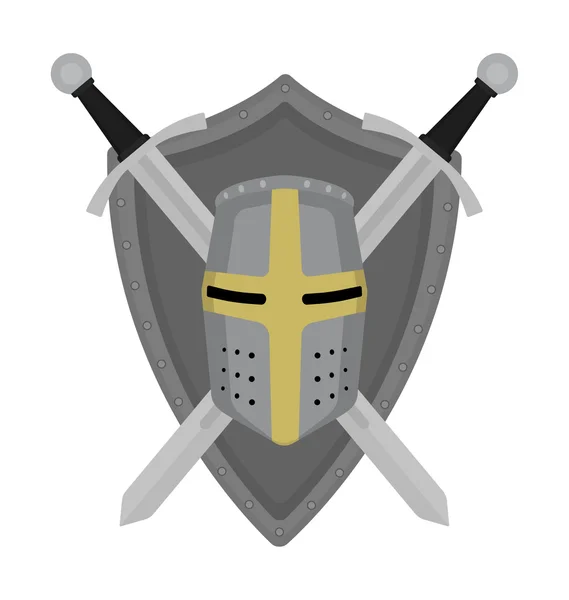 Dos espadas cruzadas y casco — Archivo Imágenes Vectoriales