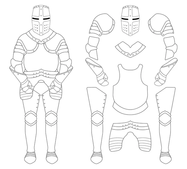 Templar knight armor set — Stock Vector