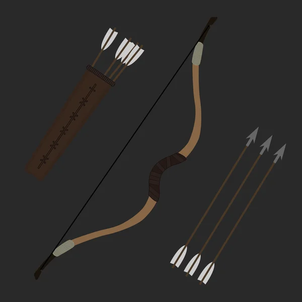 Средневековый деревянный арбалет со стрелами — стоковый вектор