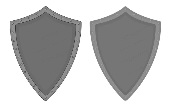Escudo de armadura medieval com arranhões e rebites — Vetor de Stock