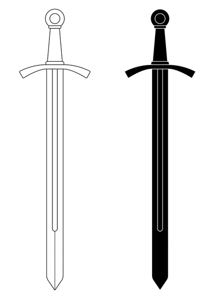 Espada de caballero medieval con una sola mano — Vector de stock