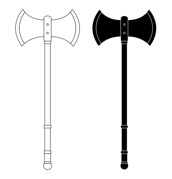 Ejes de doble cara verdugo medieval — Vector de stock