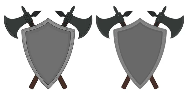 Armes médiévales bouclier épée logo — Image vectorielle