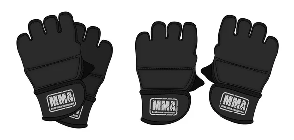 Black sparring grappling gloves — Stock Vector