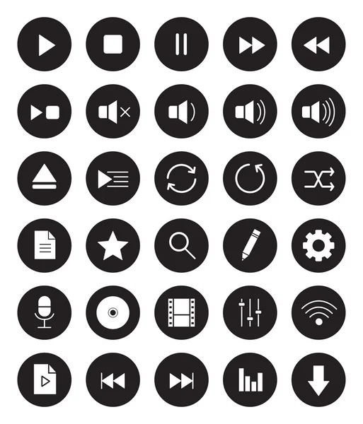 Multimedia black linear icons set — 图库矢量图片