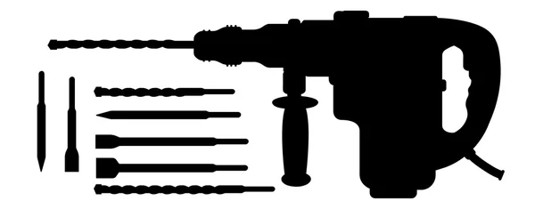 Perforator drill and set of professional drill bits — Stock vektor