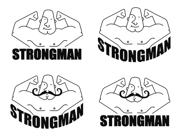 Strongmen linear logo — Stock Vector