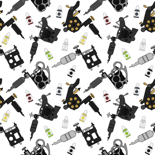 Tattoo machines and ink seamless pattern — 스톡 벡터
