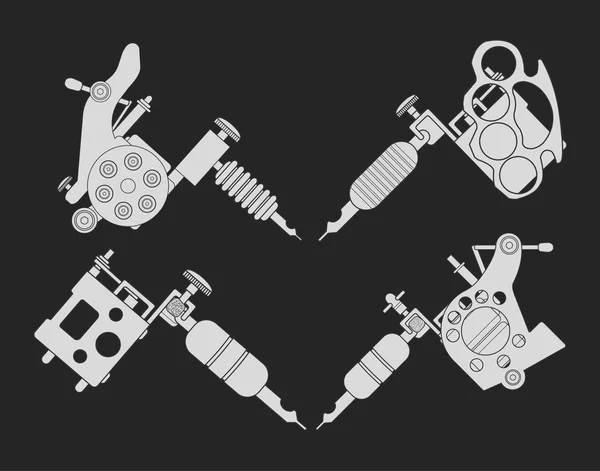 Set of different tattoo machines icons — Stock Vector