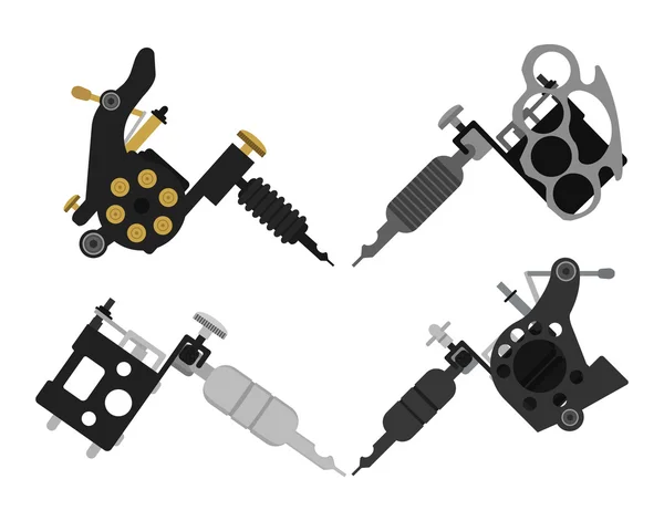 Set of different tattoo machines icons — 스톡 벡터