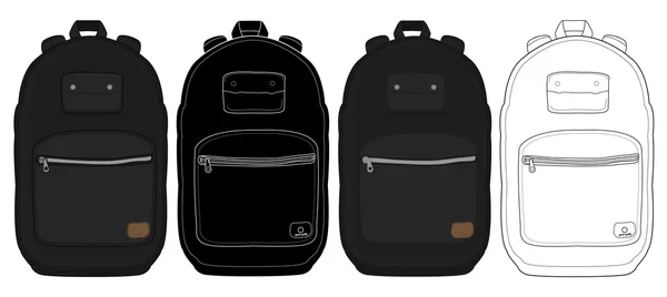 Conjunto de mochila urbana preta —  Vetores de Stock