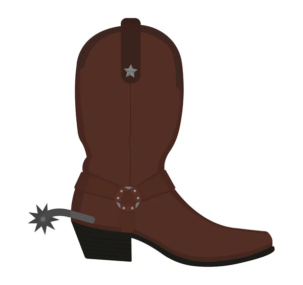 Divoký západ kožený kovbojský boot — Stockový vektor