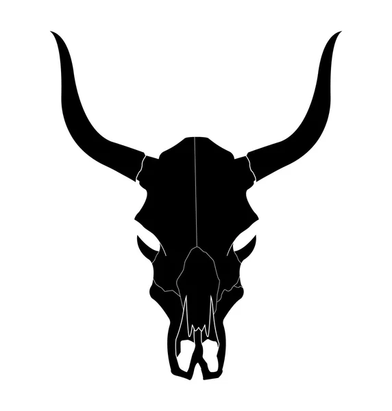 Calavera de vaca con cuernos — Vector de stock