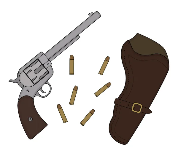 Wild west handle revolver — Stock Vector