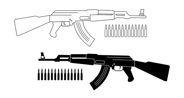 Assault rifle with bullets — Stock Vector