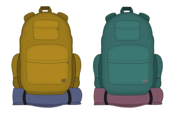 Mochilas de viaje con colchón — Vector de stock