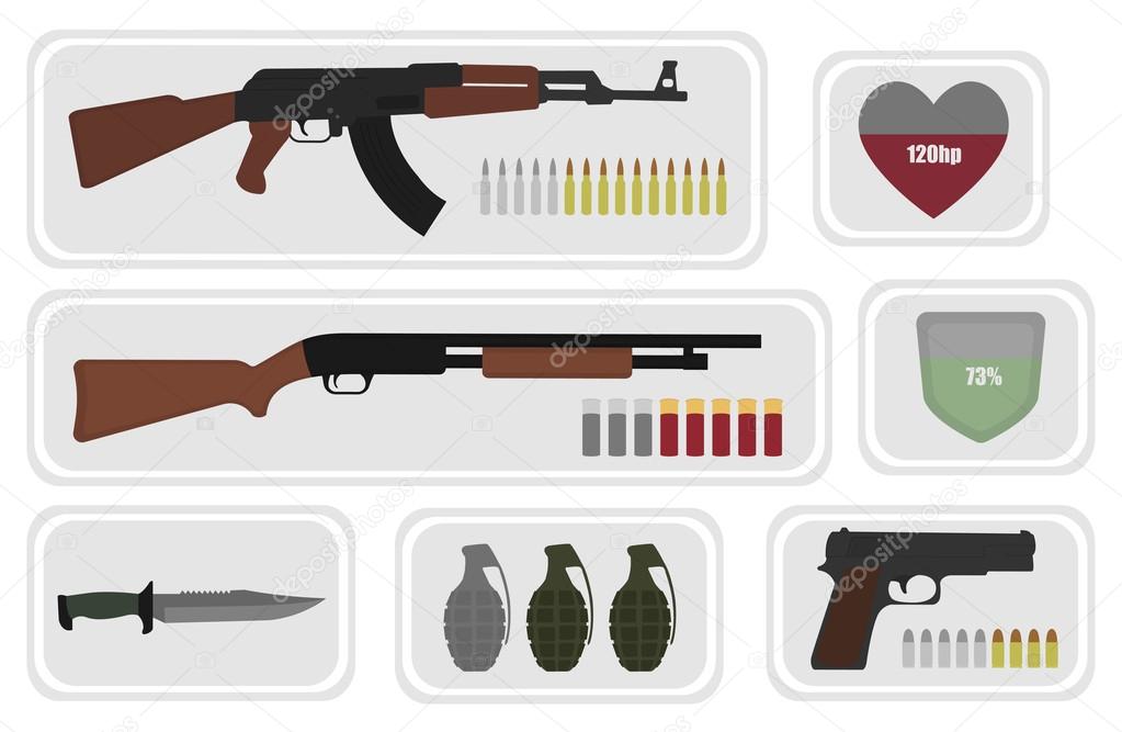 Game resources, military weapons icons