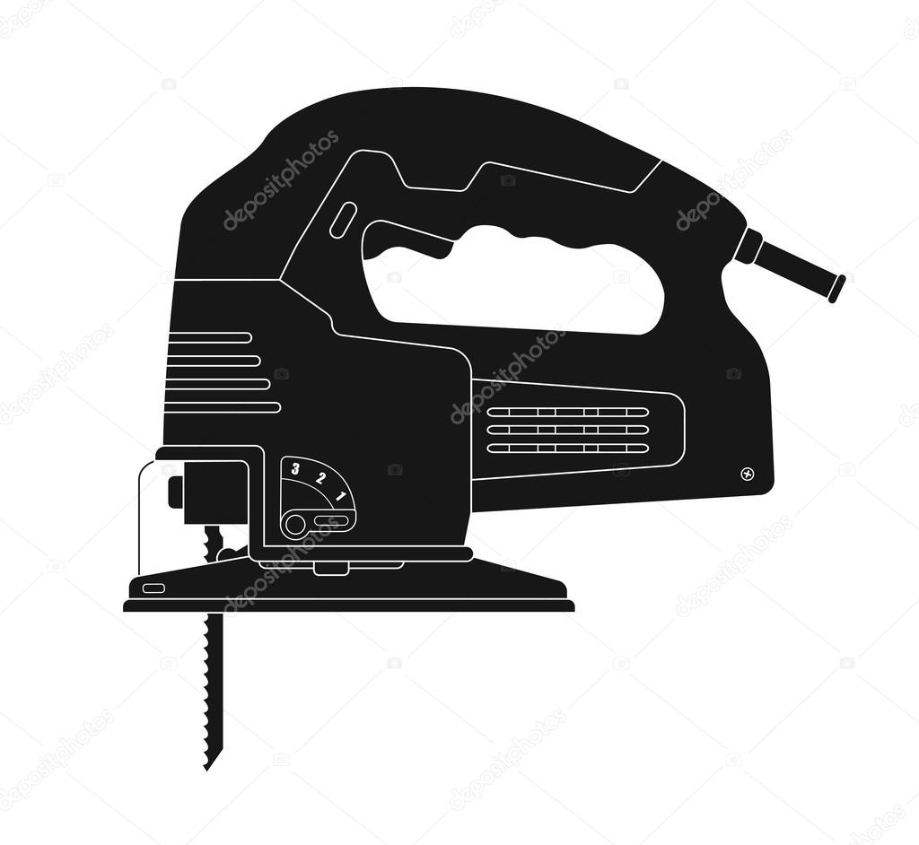 Electric carpentry jig saw tool — Stock Vector © bsd 75625593