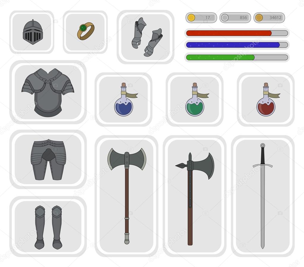 Knight warrior armor set in game