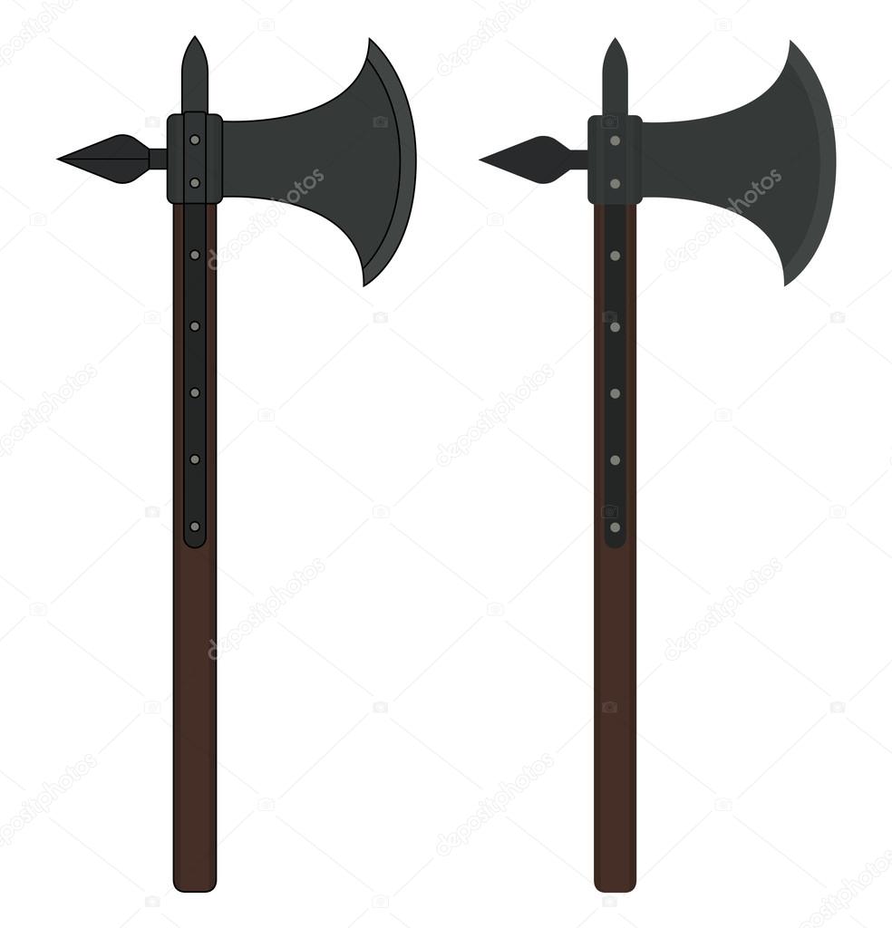 Medieval knight steel battle axes