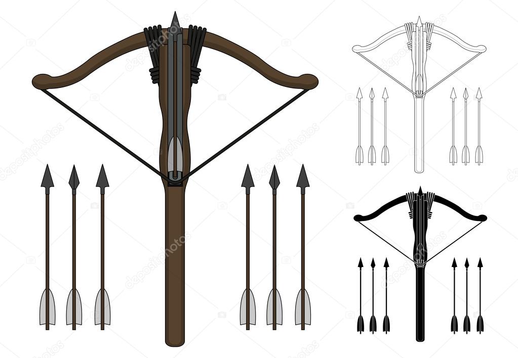 Medieval Wooden Crossbow With Arrows Stock Vector Image By C Bsd