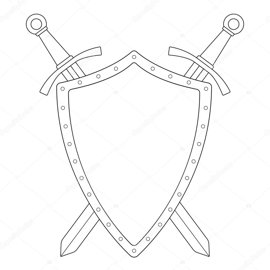 Two crossed swords with shield