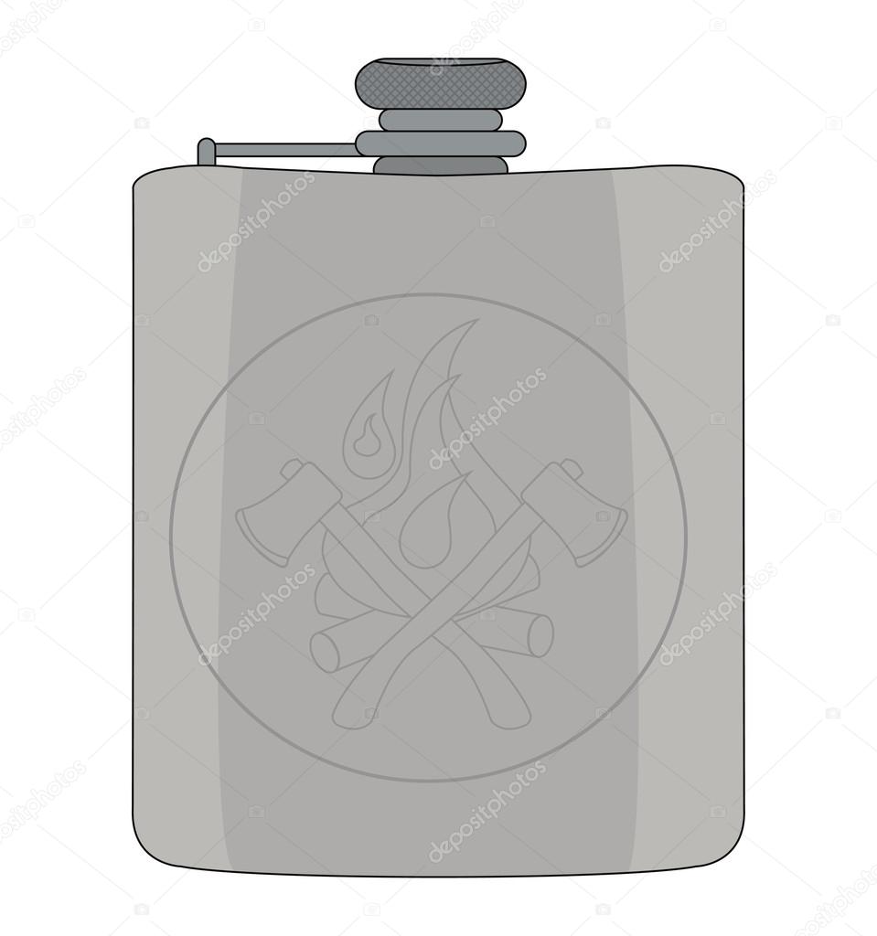 Drinking silver shiny flask