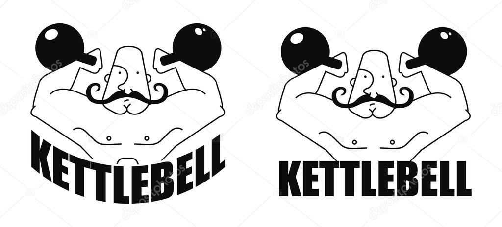 Strongman holding two kettlebells
