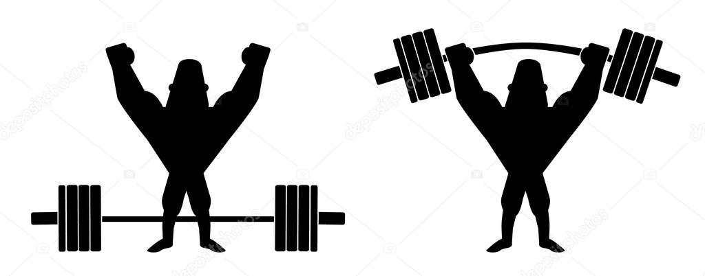 Sportsmen lifting heavy barbell