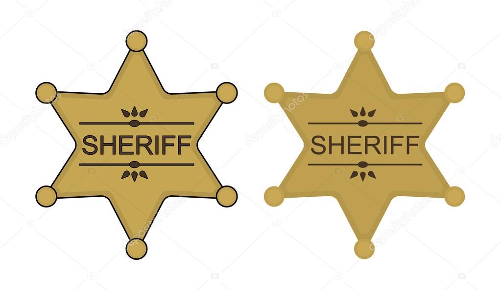 Wild west sheriff gold star badge icon. Vector clip art illustration isolated on white
