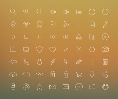 Dijital ince çizgi Icons set