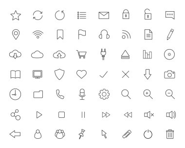 Dijital doğrusal Icons set