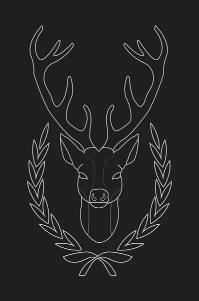 Deer in laurel wreath — Stock Vector