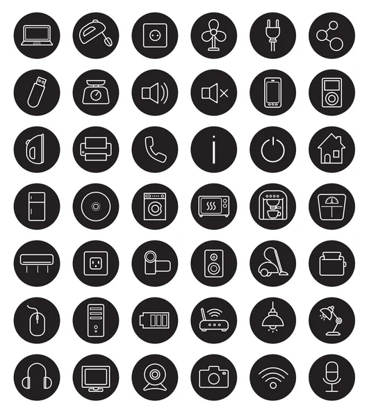 Бытовые черные линейные иконки — стоковый вектор