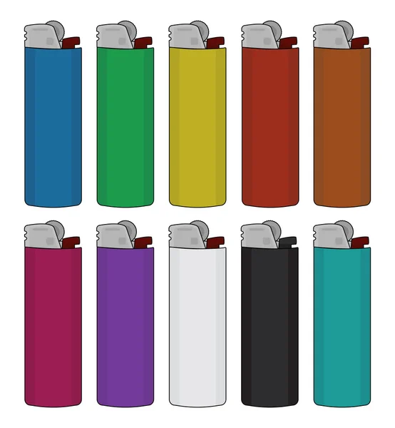 Lighter set in various colors — Stock Vector