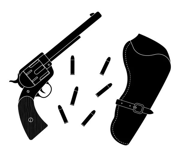 Divoký západ pistole náboje pouzdra Rozvrh — Stockový vektor