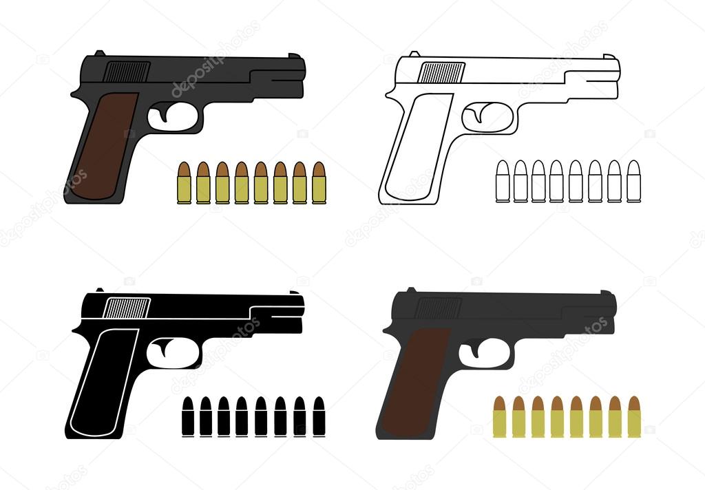 pistol and bullets set