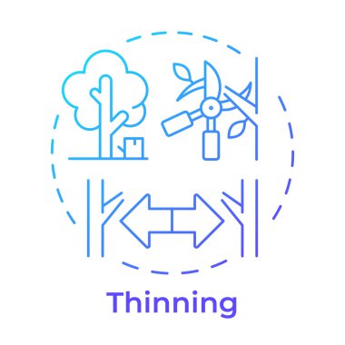 Thinning blue gradient concept icon. Ecosystem health, environment. Forest sustainability. Round shape line illustration. Abstract idea. Graphic design. Easy to use in brochure, booklet