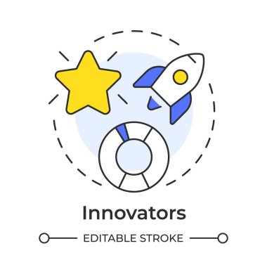 Innovators multi color concept icon. Modern technology, progress. Product features. Round shape line illustration. Abstract idea. Graphic design. Easy to use in infographic, article