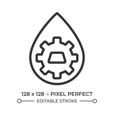 Hidrometalürji çizgisi simgesi. Metal işleme, çıkarma. Endüstriyel teknoloji. Sıvı arındırma. İzole vektör çizimi. Taslak sembol. Basit doğrusal çizim. Düzenlenebilir vuruş