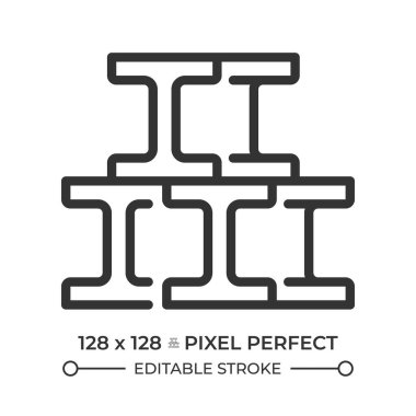 Çelik hat ikonu. Üretim işi, endüstriyel. Üretim, inşaat. Metalurji, metal işçiliği. İzole vektör çizimi. Taslak sembol. Basit doğrusal çizim. Düzenlenebilir vuruş